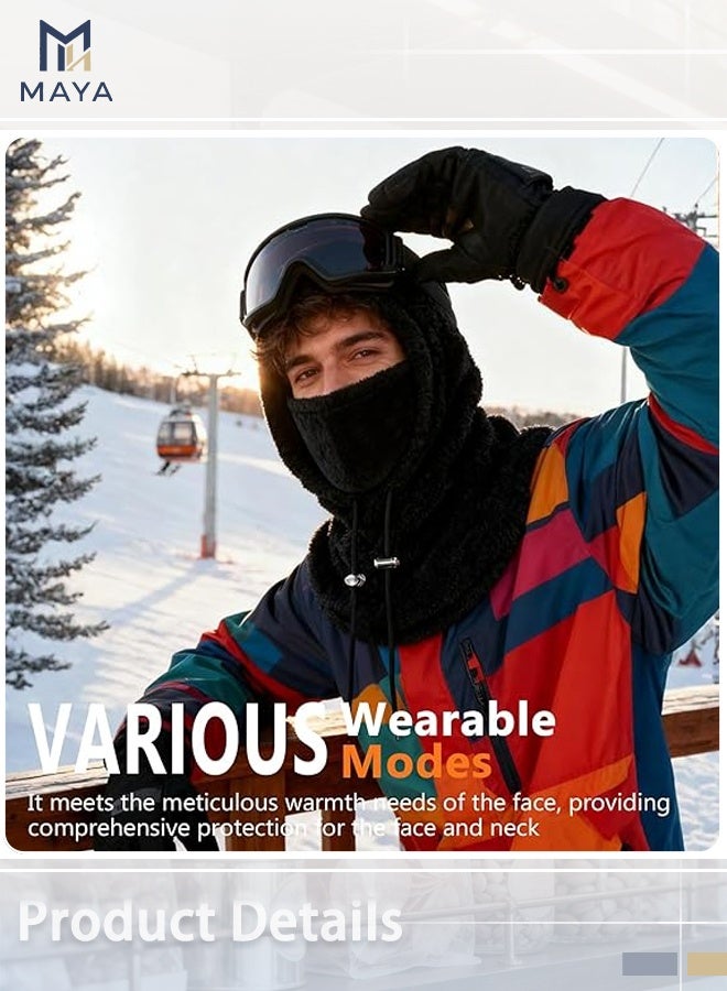 Maya Thermal Ski Mask, Unisex Warm Fleece Hat, Windproof Head Cover Hooded Neck Warmer, Adjustable Winter Mask for Men and Women - Image 2